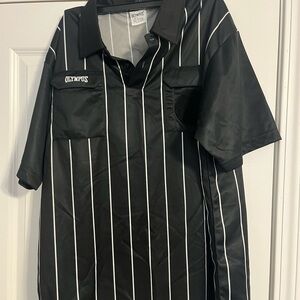 Olympus Black and White Jersey Shirt with Pinstripes